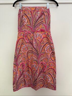 J. Crew Pink and Orange Paisley Midi Dress
